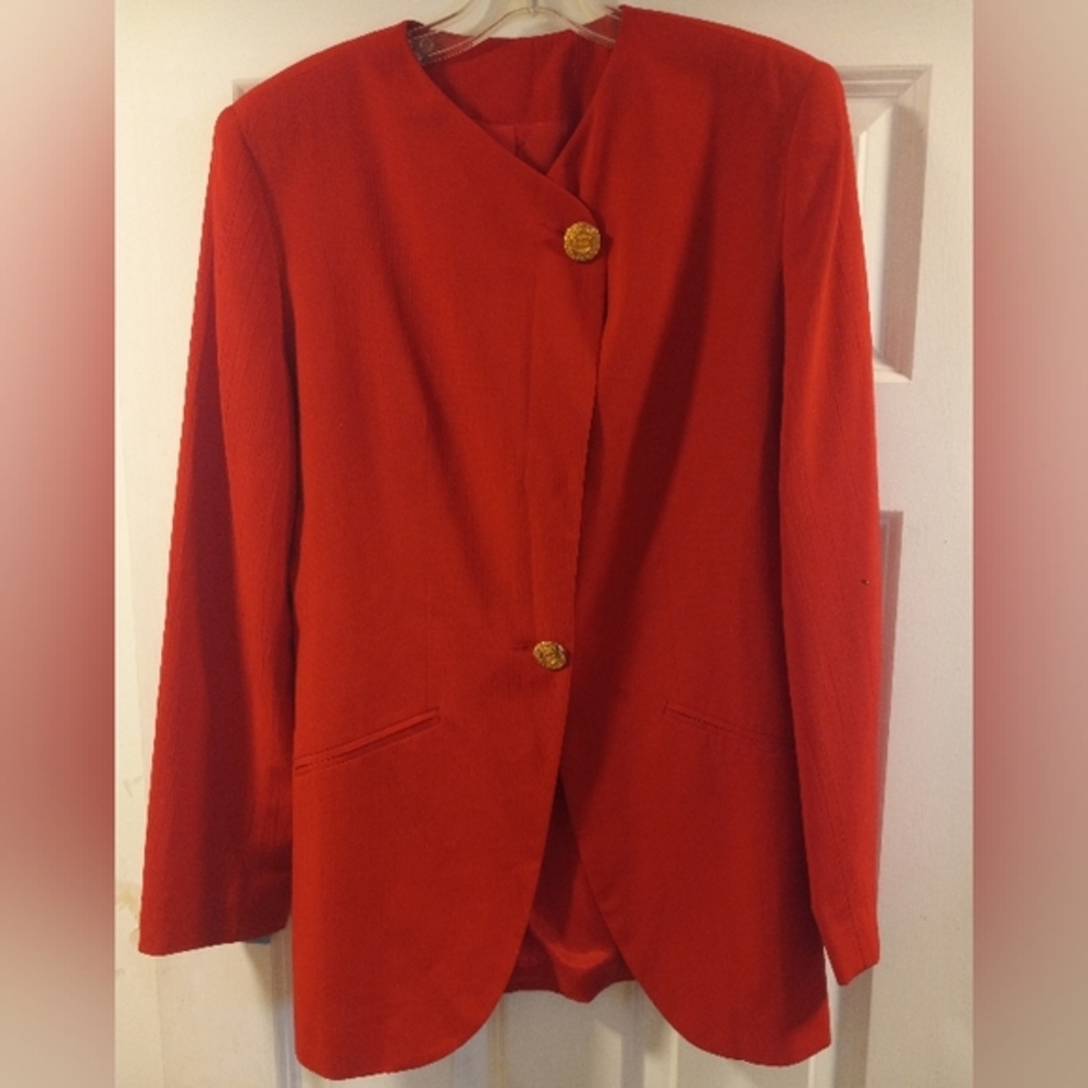 Christian Dior Vintage 80s Red Blazer Jacket Size S